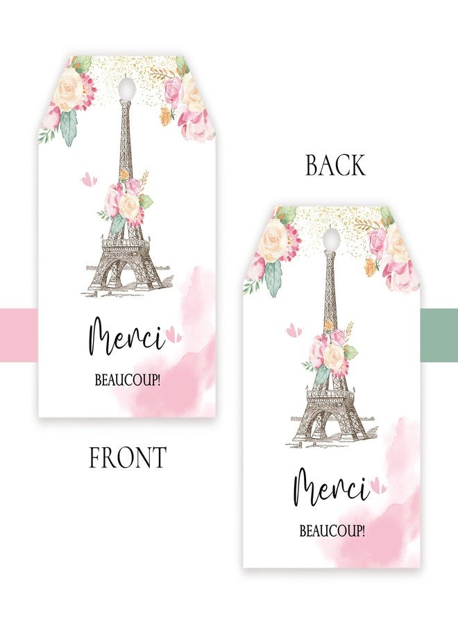 FORSHEEP 50pcs Paris Thank You Tags, Eiffel Tower Party Favors Gift Tag with String, Paris Favor Labels for Girl Birthday Party, Eiffel Tower Party Favors Decor for Women - Image 4